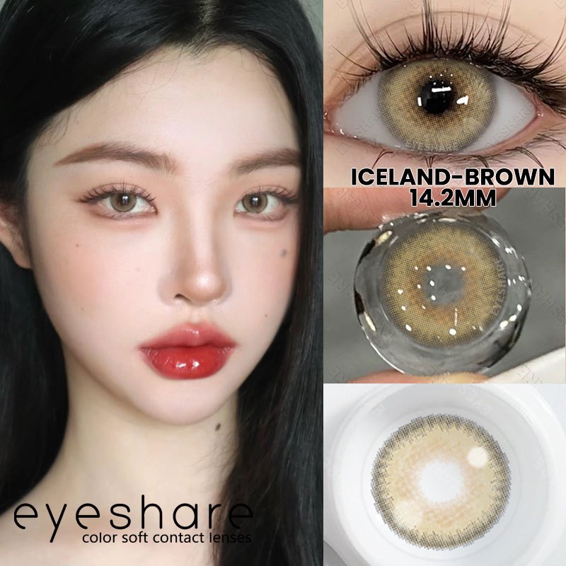Eyeshare Softlens Omg Abu-Abu Coklat Ungu 1 Pasang 14.0mm Lensa Kontak