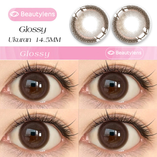 BEAUTYLENS Glossy Natural Colored Contact Lenses - 14.5mm Diameter, 6 Month Use, Power Range: -0.50 to -8.00