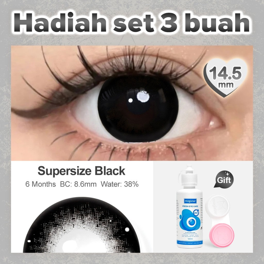 Set isi 3 Magister softlens minus Sepasang softlens+120ml cairan 14.50mm big eyes