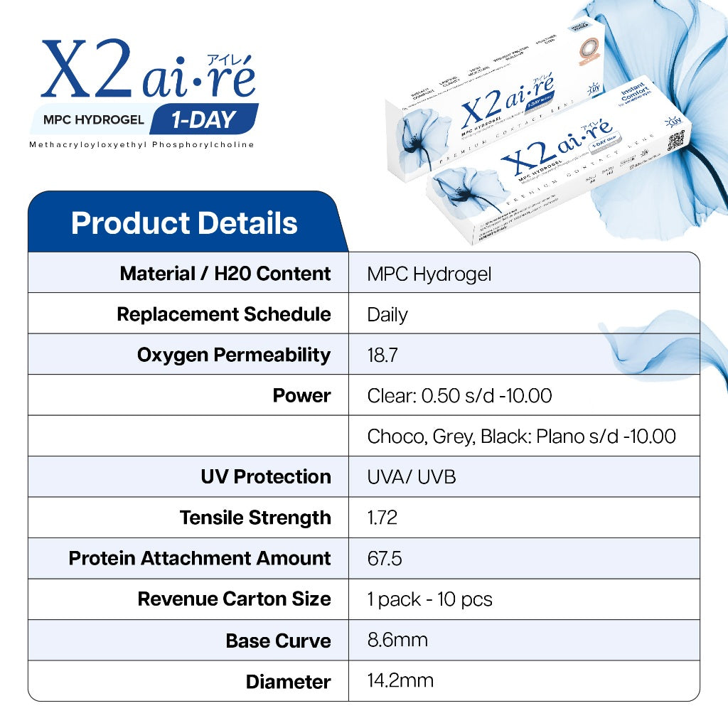 X2 AIRE DAILY Softlens Varian Choco - Soflens Natural - 1 Day Softlens