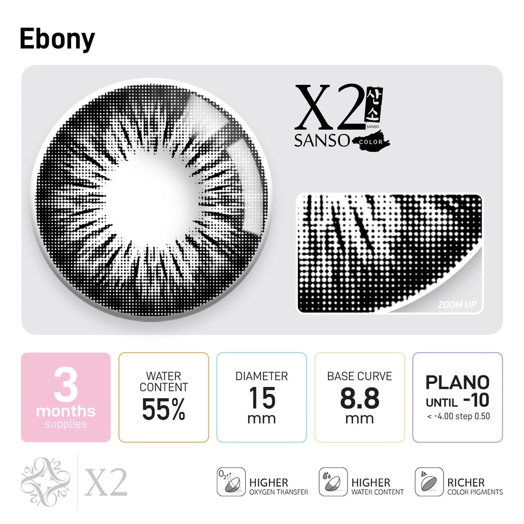 X2 Sanso Black Softlens - Ebony