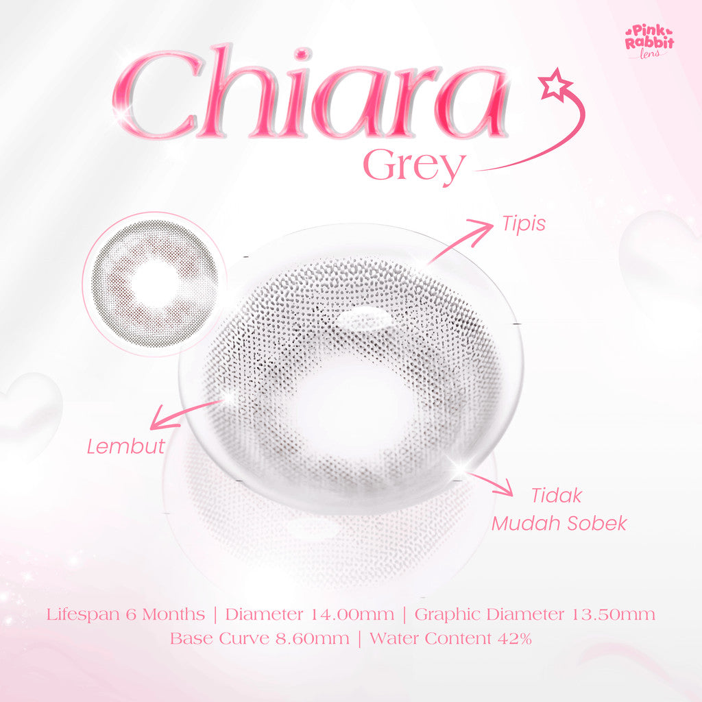 PINK RABBIT Super Comfy Chiara Grey Colored Contact Lenses - Power Range: Plano to -10.00 (Single Lens / 1 PCS)