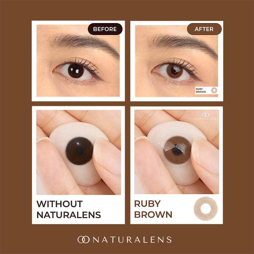 Naturalens Ruby Brown Biomoist Contact Lens (Single Piece / 1 PC) - Power Range: 0.00 to -10.00