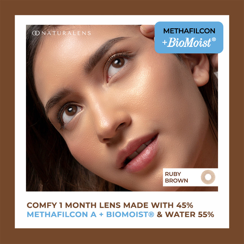 Naturalens Ruby Brown Monthly Softlens BioMoist (1PC/SEBELAH) Contact Lens (0 sd -10) / Soft Lens / Lensa Kontak / Soflen / Softlen / Soflens normal minus / Softlense / Lensa mata