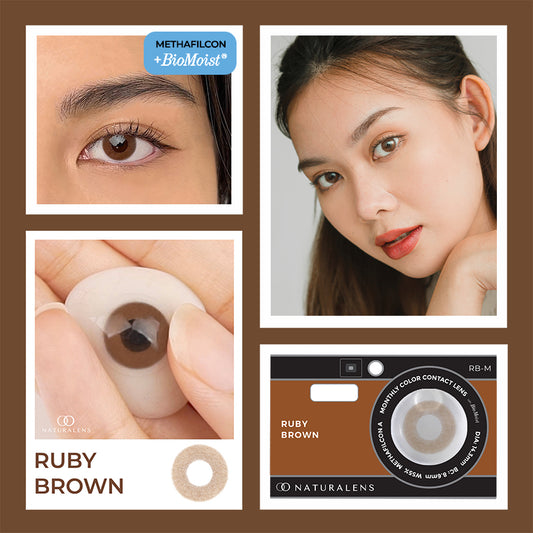 Naturalens Ruby Brown Monthly Softlens BioMoist (1PC/SEBELAH) Contact Lens (0 sd -10) / Soft Lens / Lensa Kontak / Soflen / Softlen / Soflens normal minus / Softlense / Lensa mata