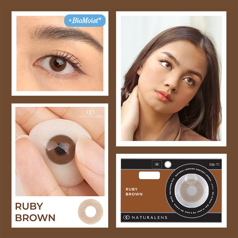 Naturalens Ruby Brown Biomoist Contact Lens (Single Piece / 1 PC) - Power Range: 0.00 to -10.00