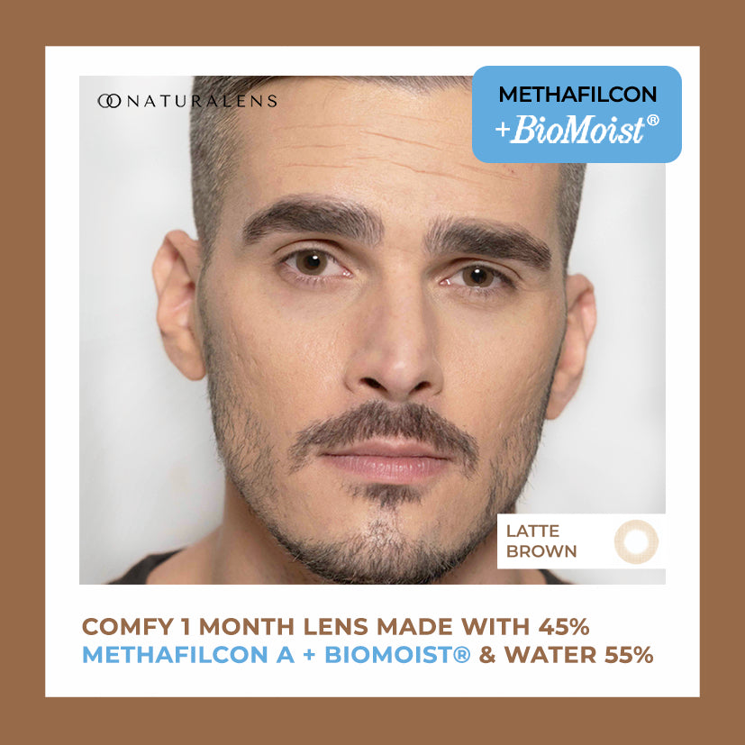 Naturalens Latte Brown Monthly Softlens Biomoist (1PC/SEBELAH) Contact Lens (0 sd -10) / Soft Lens / Lensa Kontak / Soflen / Softlen / Soflens normal minus / Softlense / Lensa mata