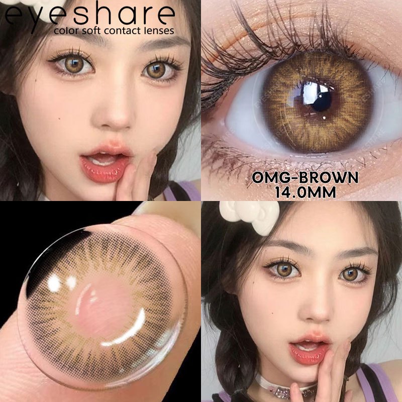 Eyeshare Softlens Omg Abu-Abu Coklat Ungu 1 Pasang 14.0mm Lensa Kontak