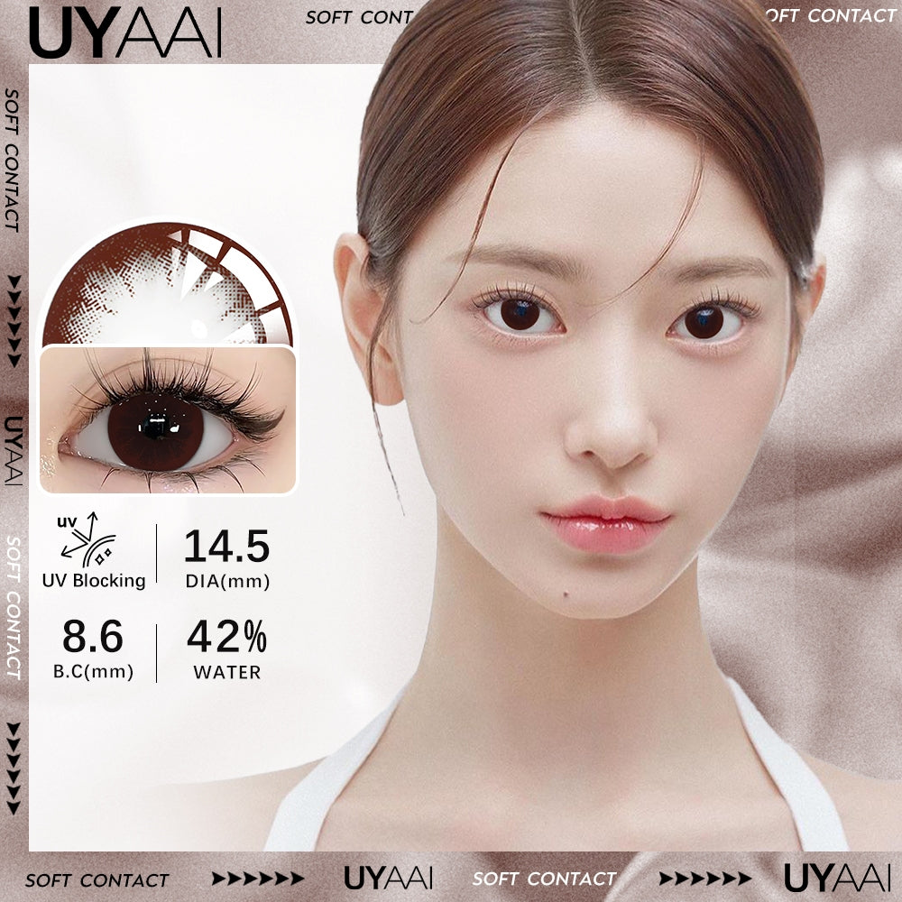 UYAAI softlens 14.5MM Minus 0.00 s/d -6.00 Mata Korea seri Big eyes Sepasang LENSA KONTAK  6Bulan