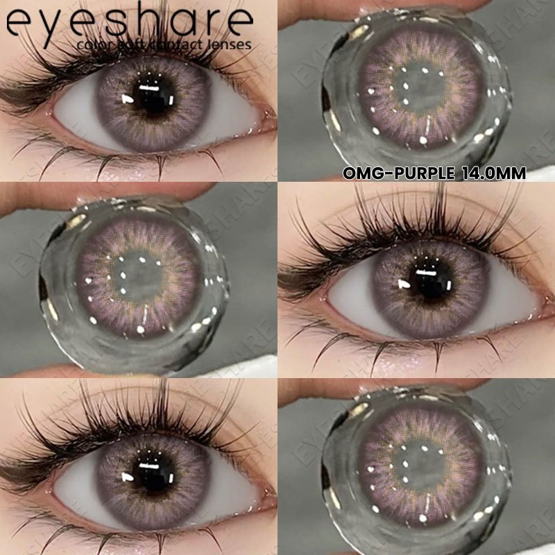 Eyeshare Softlens Omg Abu-Abu Coklat Ungu 1 Pasang 14.0mm Lensa Kontak