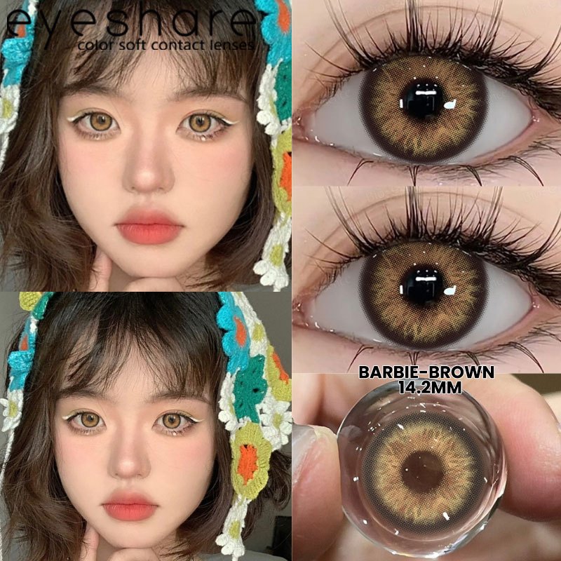 Eyeshare Softlens Omg Abu-Abu Coklat Ungu 1 Pasang 14.0mm Lensa Kontak
