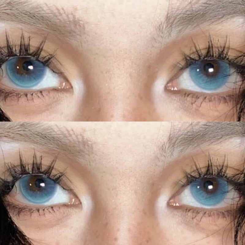 Natural Beauty Colored Contact Lenses (Green & Blue) for Vision Correction - Power Range: -1.00 to -8.00, 14.5mm Diameter