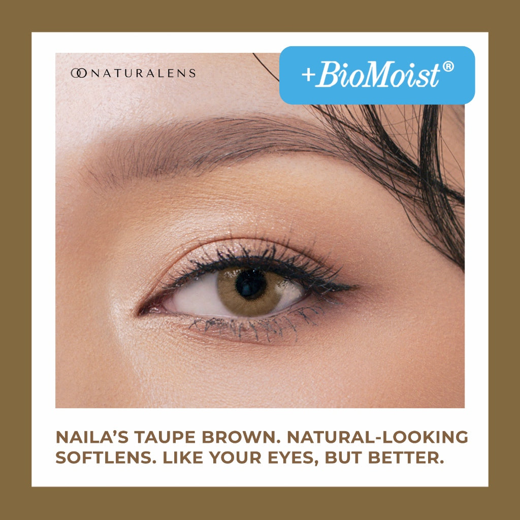 Naturalens x Naila Taupe Brown Softlens Biomoist (1PC/SEBELAH) Contact lens (0 sd -10) / Soft Lens / Lensa Kontak / Soflen / Softlen / Soflens normal minus / Softlense / Lensa mata