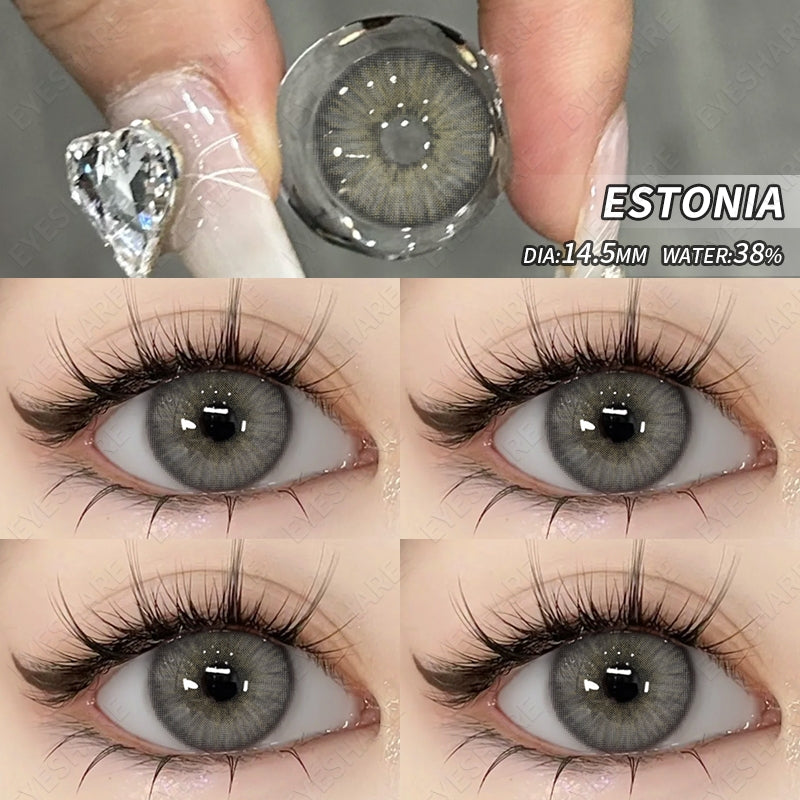 Eyeshare Softlens Omg Abu-Abu Coklat Ungu 1 Pasang 14.0mm Lensa Kontak