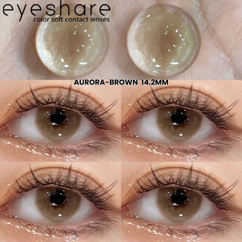 Eyeshare Softlens Omg Abu-Abu Coklat Ungu 1 Pasang 14.0mm Lensa Kontak