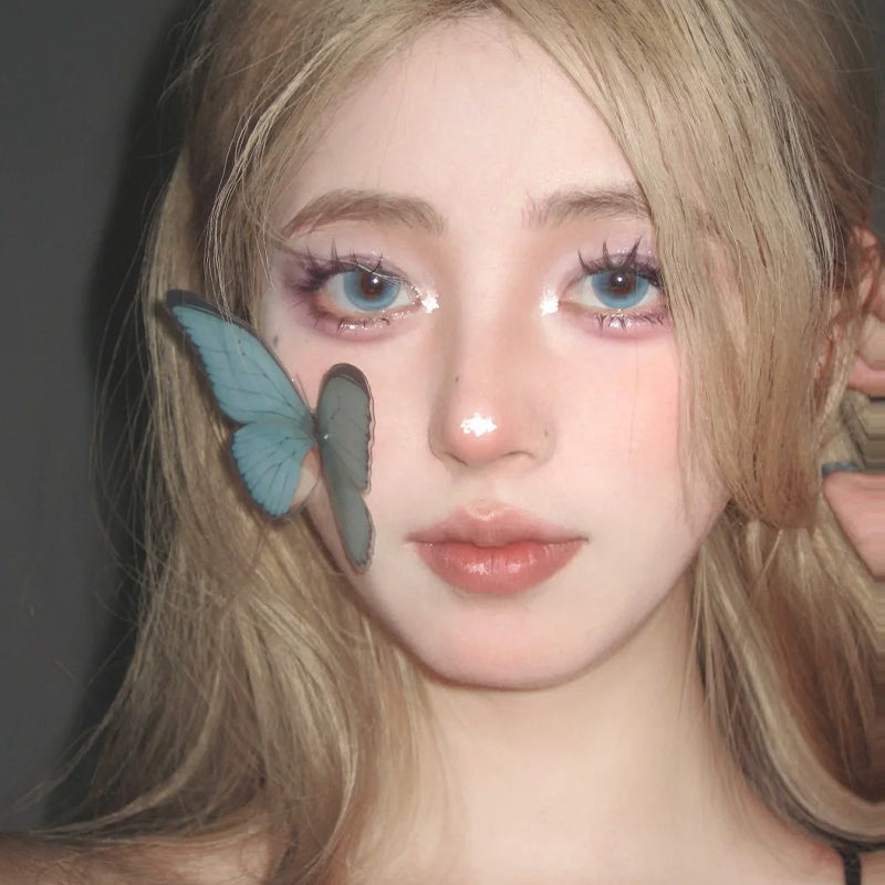 Natural Beauty Colored Contact Lenses (Green & Blue) for Vision Correction - Power Range: -1.00 to -8.00, 14.5mm Diameter
