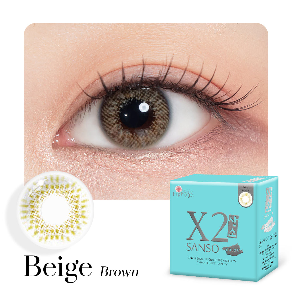 X2 Sanso Softlens - Beige Brown - Soflens Cokelat Diameter 14.2mm | Soflens Higher oxygen