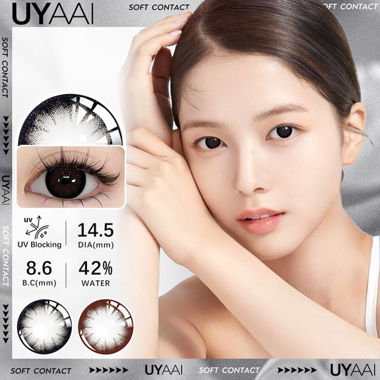 UYAAI softlens 14.5MM Minus 0.00 s/d -6.00 Mata Korea seri Big eyes Sepasang LENSA KONTAK  6Bulan
