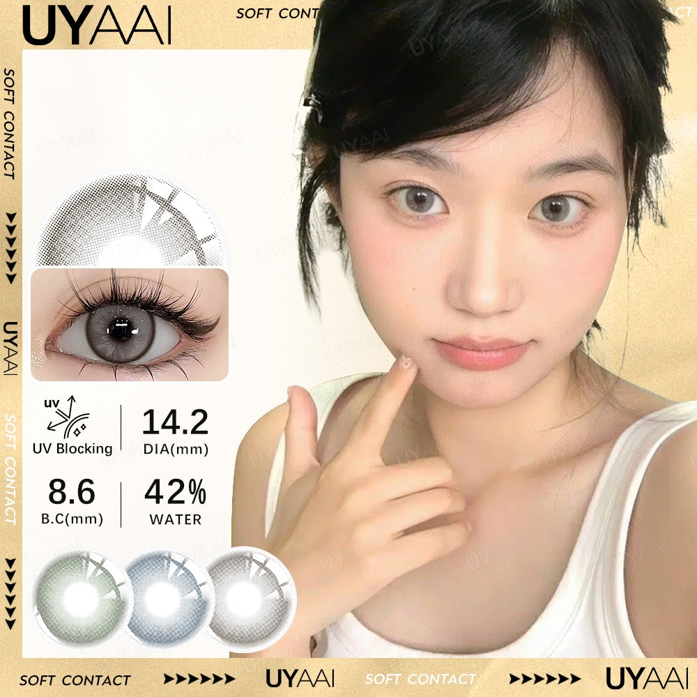 UYAAI softlens 14.2MM Minus 0.00 s/d -6.00 Mata Korea seri Apex Sepasang LENSA KONTAK 6Bulan