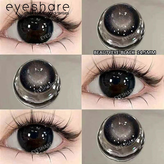 (COD)Eyeshare Softlens Minus(-1~-6) Black Brown Softlens Lensa MDS-BEAUTYEYE-BLACK-1.00ata Penuh Gaya Dan Cantik Softlens