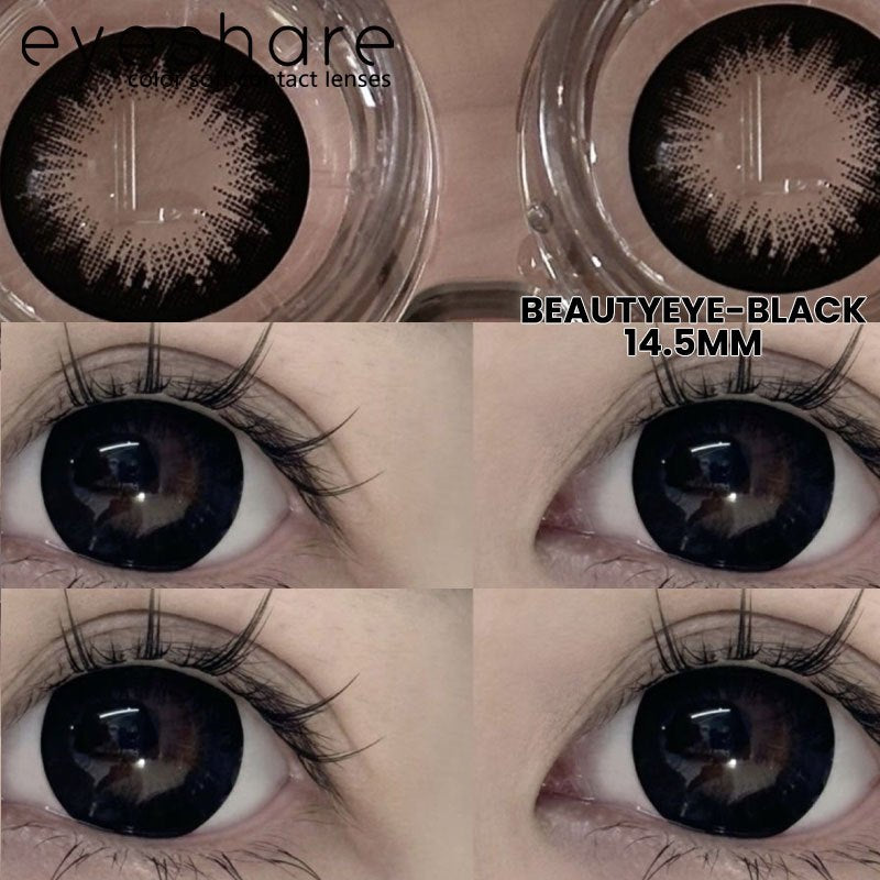 (COD)Eyeshare Softlens Minus(-1~-6) Black Brown Softlens Lensa MDS-BEAUTYEYE-BLACK-1.00ata Penuh Gaya Dan Cantik Softlens