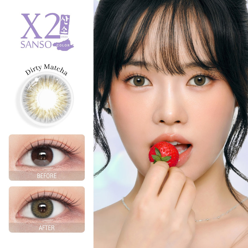 New X2 Sanso Color Robusta, Rootbeer, Dirty Matcha Softlens - Soflens X2 Diameter 14.5mm