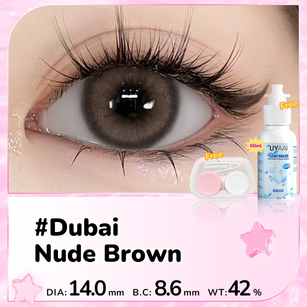 UYAAI Lensa kontak BELI 1 DAPAT 2 14.5mm Minus 0.00 s/d~6.00 Softle Natural Softlens Set :1 Pasang Softlen+1Pcs Air Solution 60ml + 1 Len case