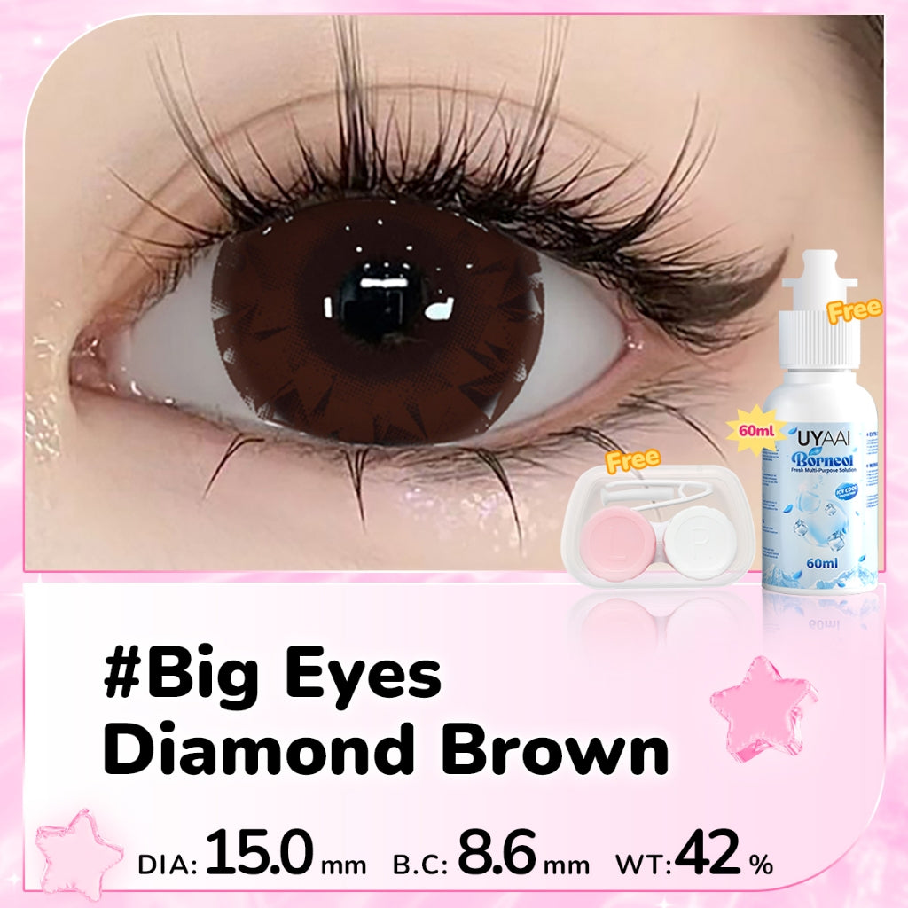 UYAAI Lensa kontak BELI 1 DAPAT 2 14.5mm Minus 0.00 s/d~6.00 Softle Natural Softlens Set :1 Pasang Softlen+1Pcs Air Solution 60ml + 1 Len case