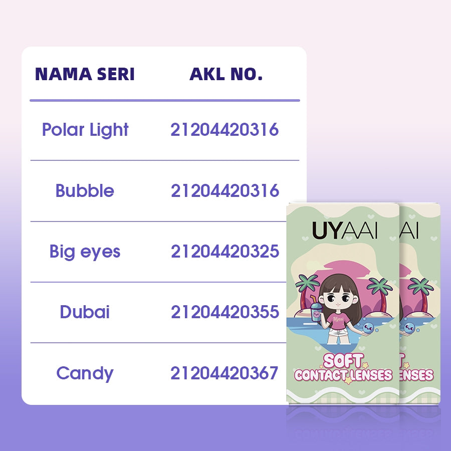 UYAAI softlens 14.5MM Minus 0.00 s/d -6.00 Mata Korea seri Milk Ball Sepasang LENSA KONTAK 6Bulan