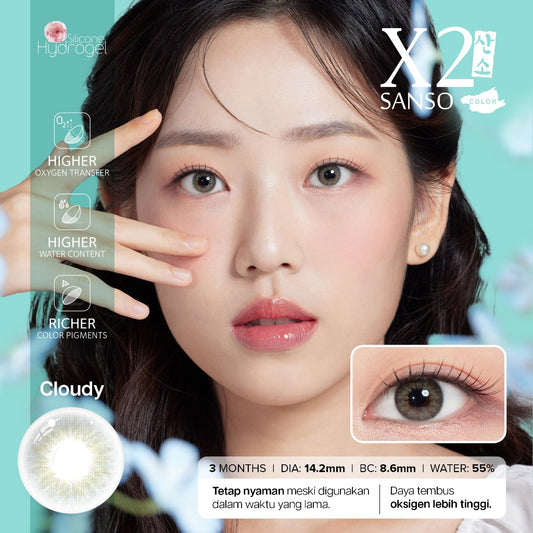 X2 Sanso Softlens - Cloudy Grey - 14.2mm Silicone Hydrogel Contact Lenses