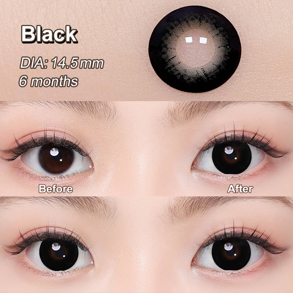 MAGISTER Black Colored Contact Lenses - 14.0mm to 14.5mm Diameter, Power Range: 0.00 to -6.00