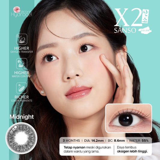 X2 Sanso Softlens - Midnight Black | Korean Natural Black Lenses for Nearsightedness