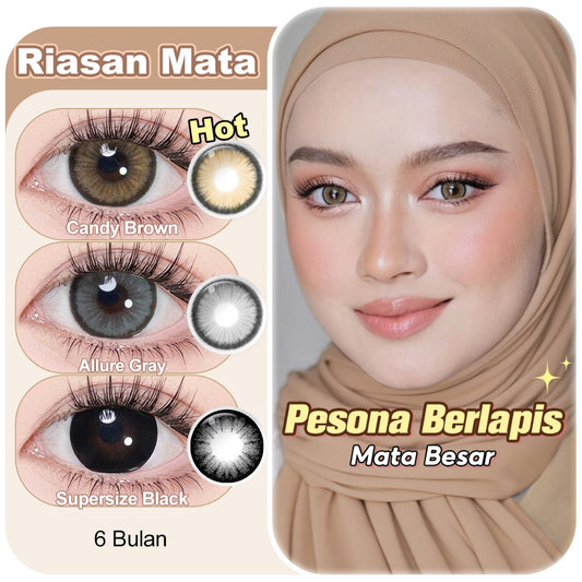 [0.00~-6.00] Magister Softlens Minus Diamond Soflen Minus Soflens 14.5mm Allure Gray Candy brown