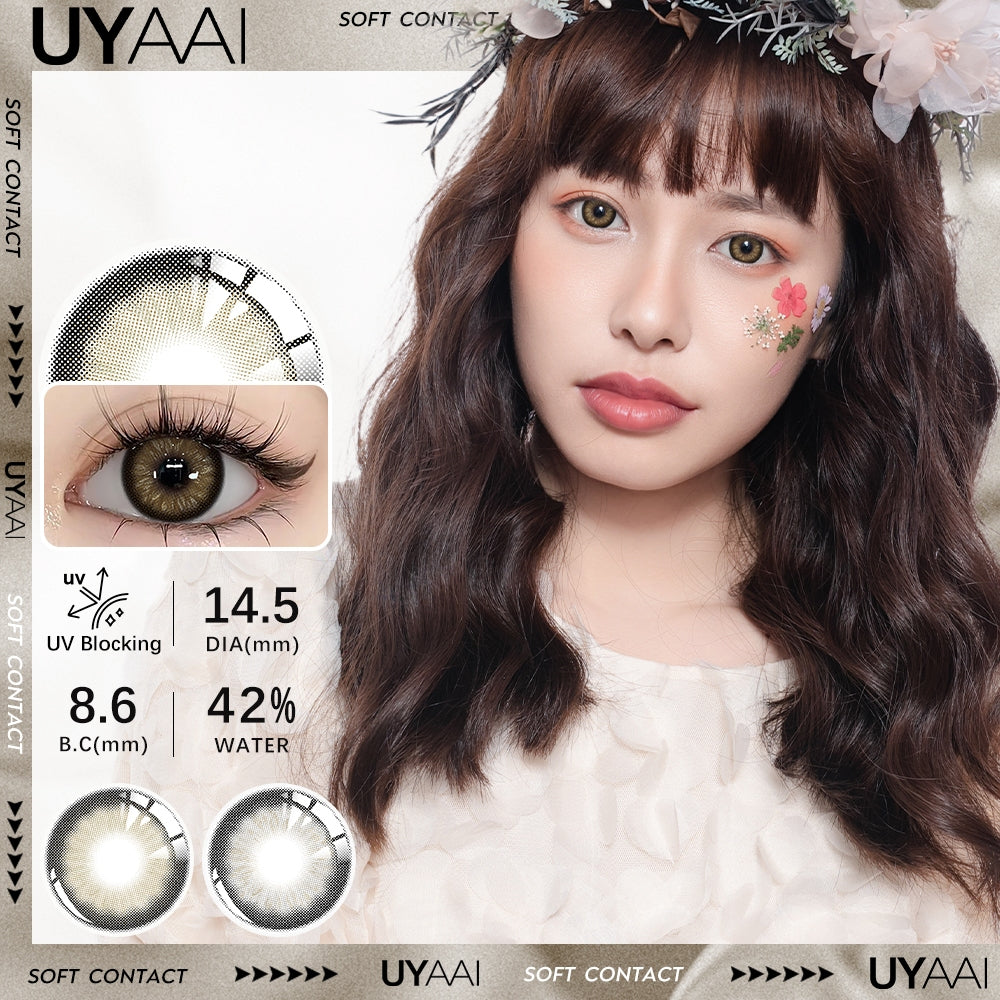 UYAAI Softlens 14.5MM Normal Mata Korea Seri Black Swan Sepasang Lensa Kontak 6 Bulan