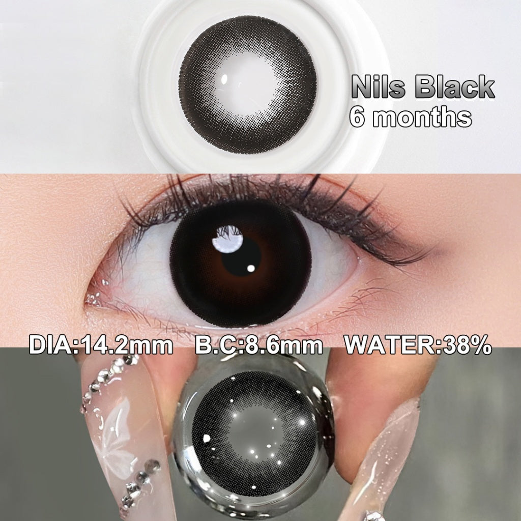 [0.00~-6.00] Magister softlens minus NILS normal 14.2 mm Gray sepasang Cocok untuk riasan Korea