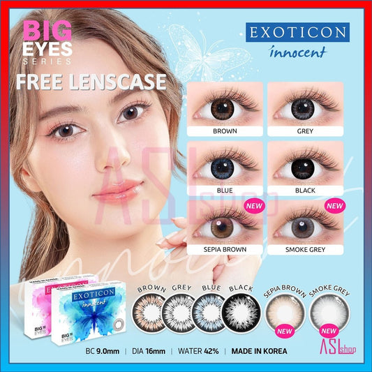 SOFTLENS INNOCENT NORMAL & MINUS (-0.50 s/d -4.00) BY EXOTICON / Soflens BIG EYES 16 mm