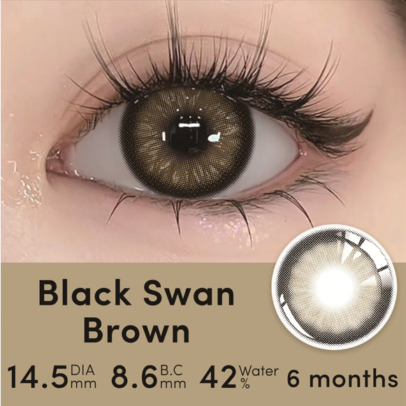 UYAAI Softlens 14.5MM Normal Mata Korea Seri Black Swan Sepasang Lensa Kontak 6 Bulan