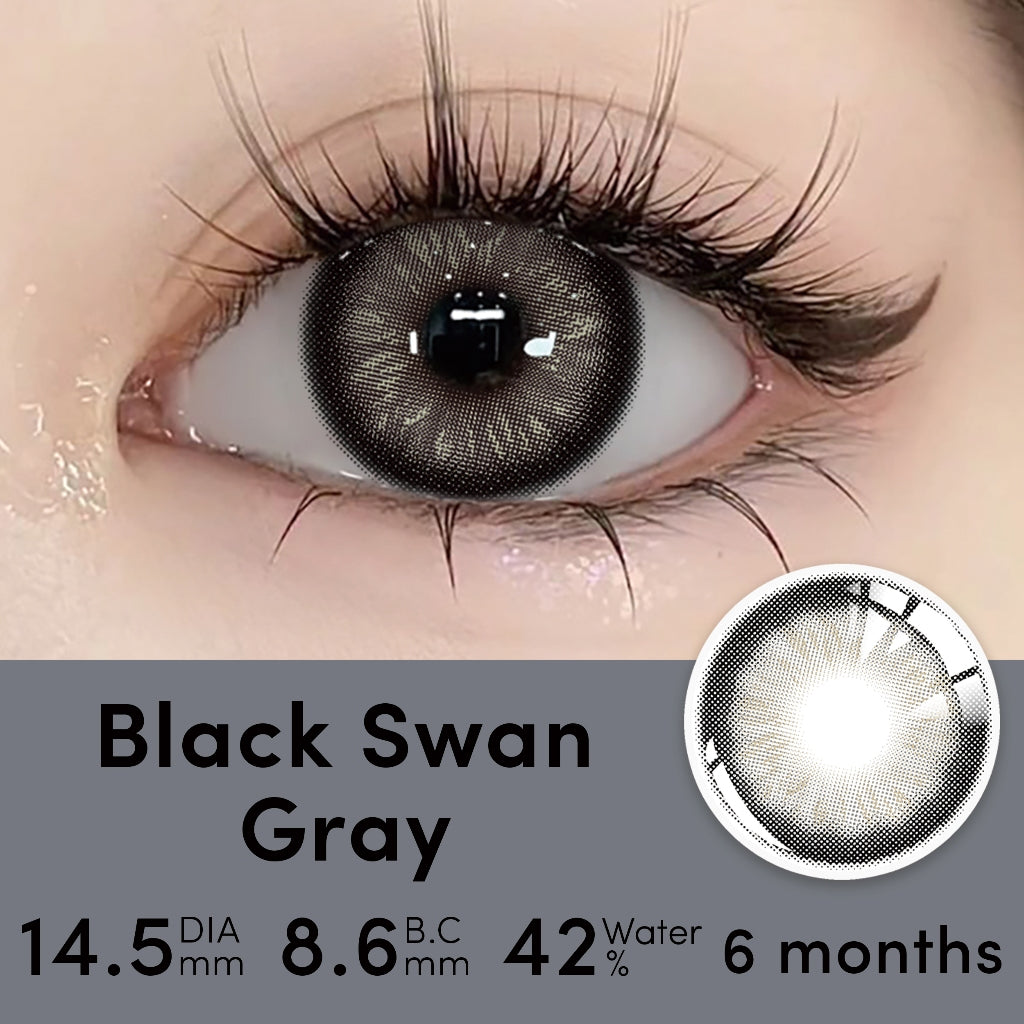 UYAAI Softlens 14.5MM Normal Mata Korea Seri Black Swan Sepasang Lensa Kontak 6 Bulan