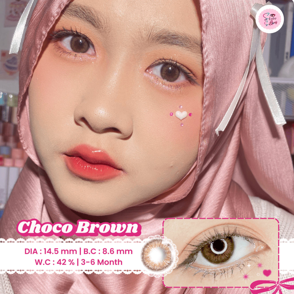 MACARON Series by CTK - Choco Brown Natural Colored Contact Lenses for Beginners (Power: Plano to -6.00)