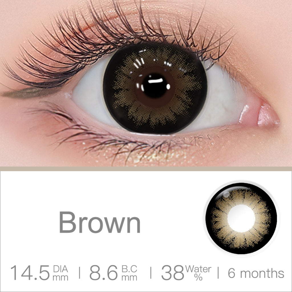 [0.00~-6.00] Magister Softlens Minus Diamond Soflen Minus Soflens 14.5mm Allure Gray Candy brown