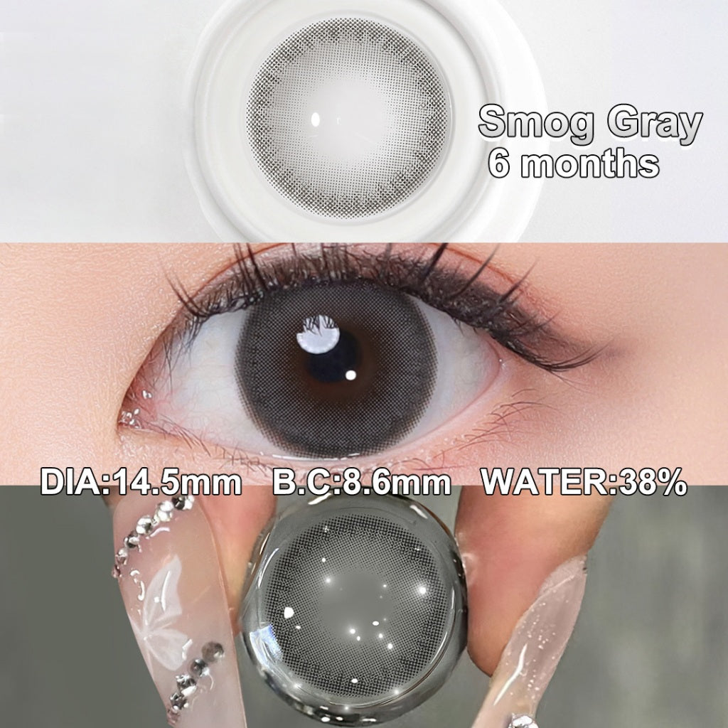 [0.00~-6.00] Magister softlens minus NILS normal 14.2 mm Gray sepasang Cocok untuk riasan Korea