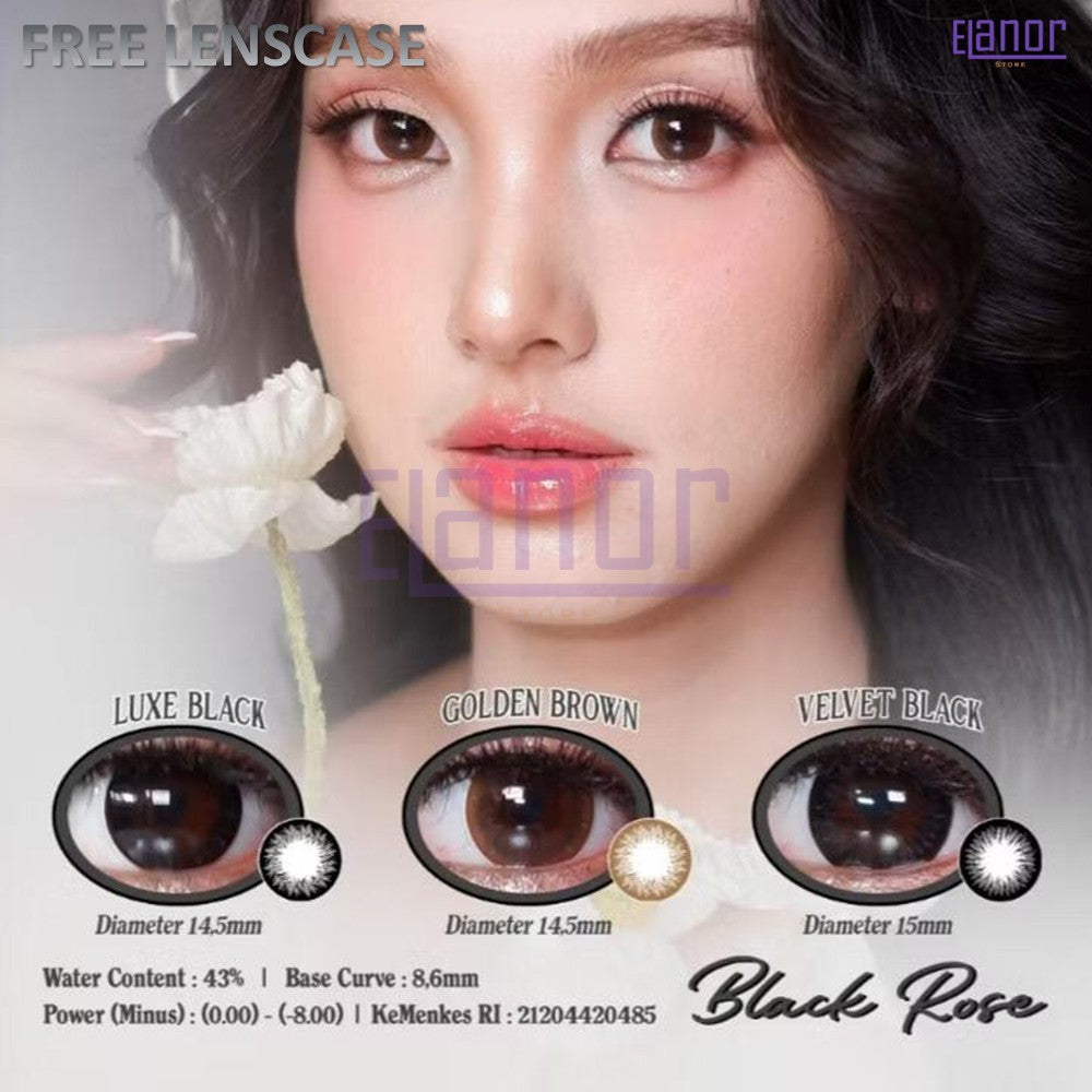 SOFTLENS FULL COLOR BLACK ROSE NORMAL & MINUS (-0.50 s/d -6.00) BY IRISLAB