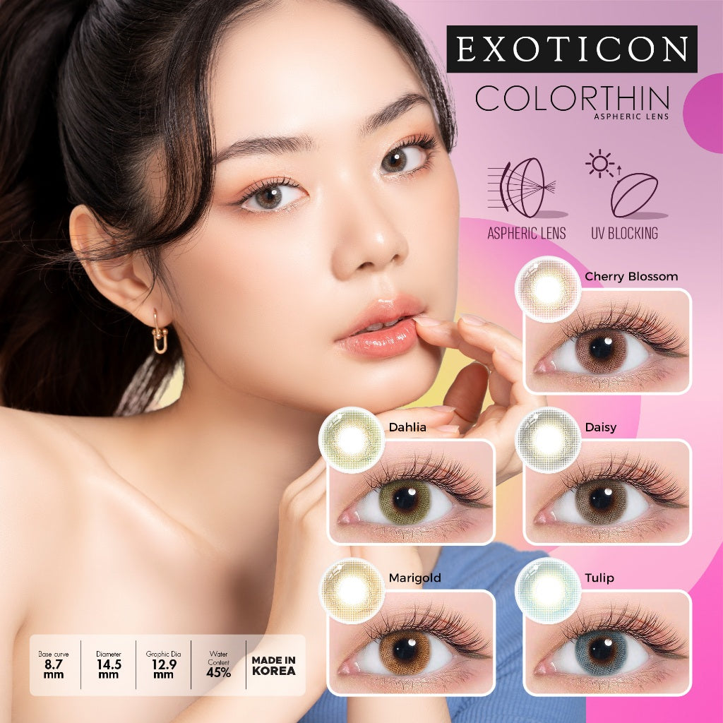 Exoticon Softlens - Colorthin - Daisy | Tulip | Dahlia | Marigold | Cherry Blossom | Soflens Korea