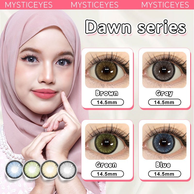 MysticEyes Dawn Series Colored Contact Lenses - 14.5mm Diameter, Includes Free Lens Case