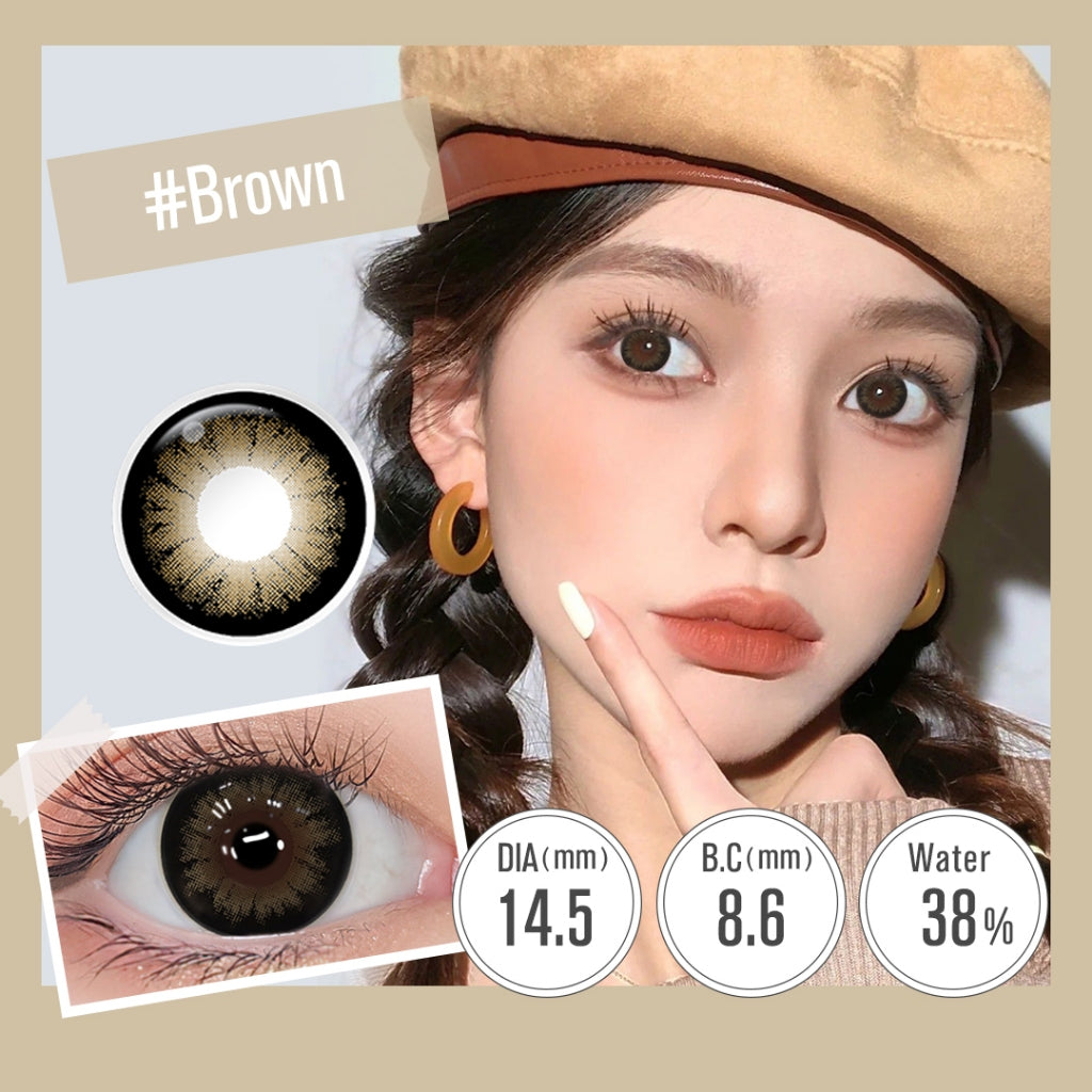 (-1.00~-8.00)Magister softlens minus 14.5 MM Lensa kontak warna Korea Bestseller Black brown doll eyes