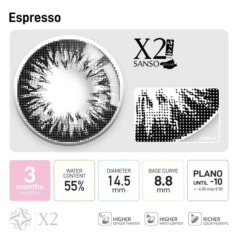 X2 Softlens Sanso Black Series Ebony | Espresso | Mocha | Soflens Natural | Soflens Minus