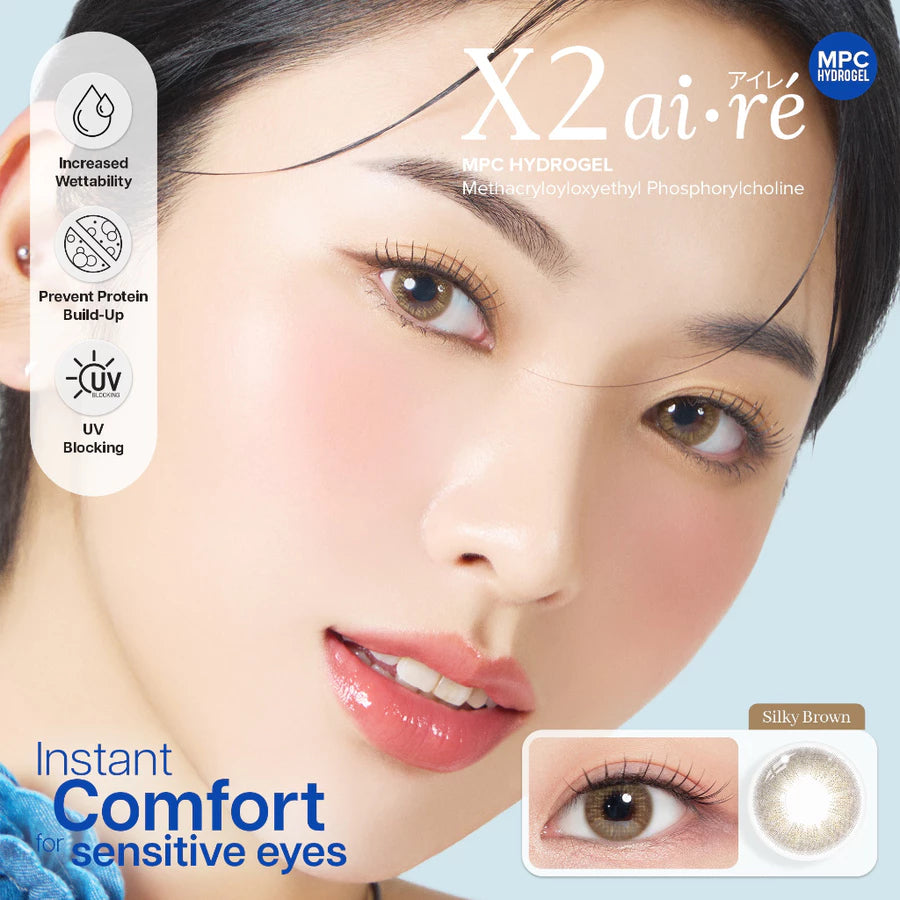 X2 Softlens X2 Aire Series Silky Grey | Silky Brown | Soflens Korea | Soflens Abu abu Minus