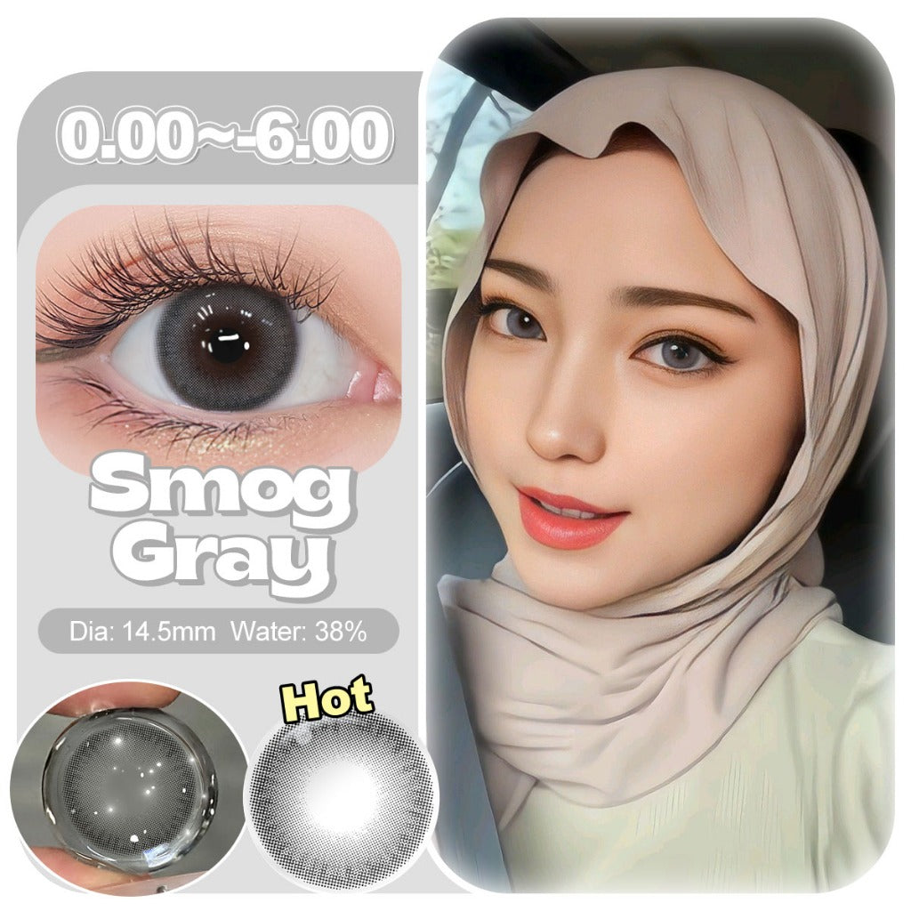 [0.00~-6.00] Magister softlens minus NILS normal 14.2 mm Gray sepasang Cocok untuk riasan Korea
