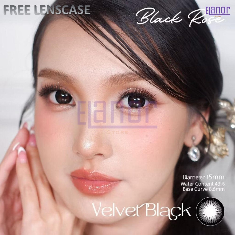 SOFTLENS FULL COLOR BLACK ROSE NORMAL & MINUS (-0.50 s/d -6.00) BY IRISLAB