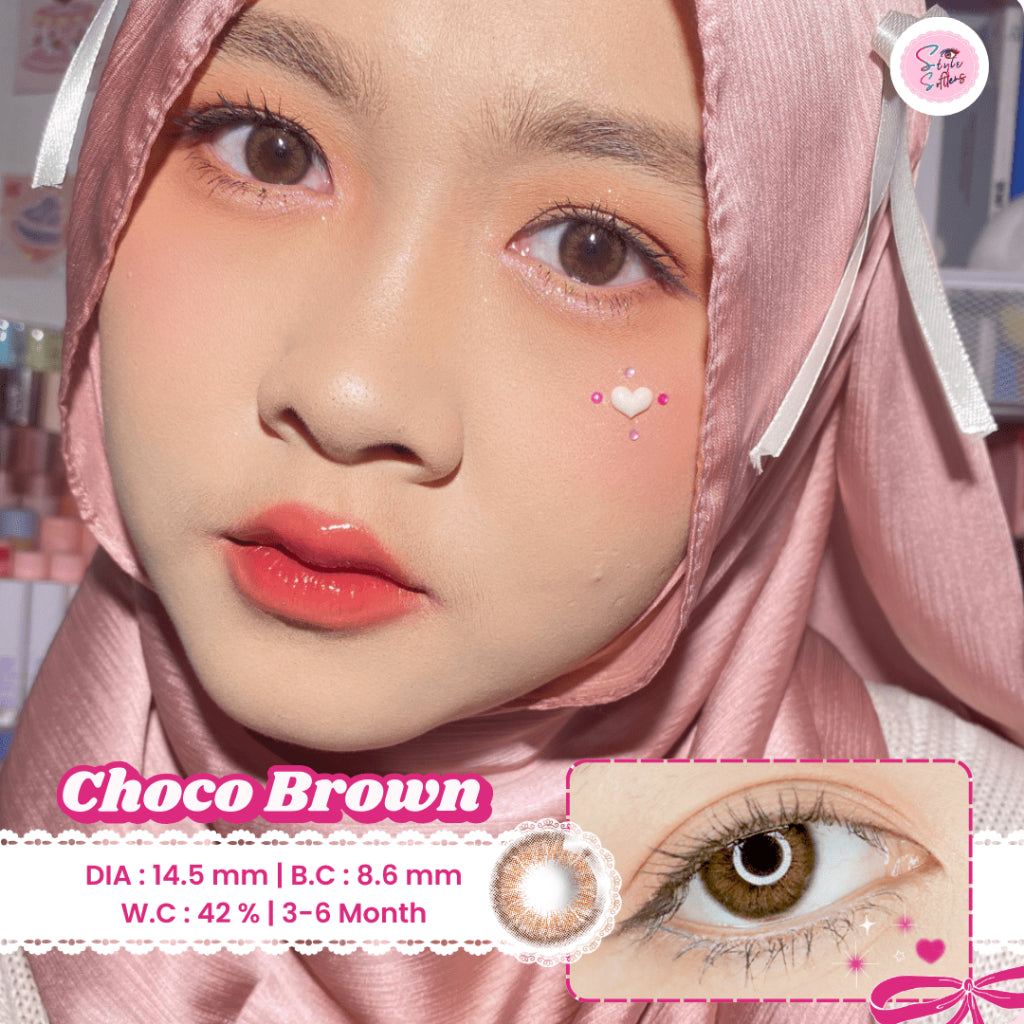 MACARON Series by CTK - Choco Brown Natural Colored Contact Lenses for Beginners (Power: Plano to -6.00)